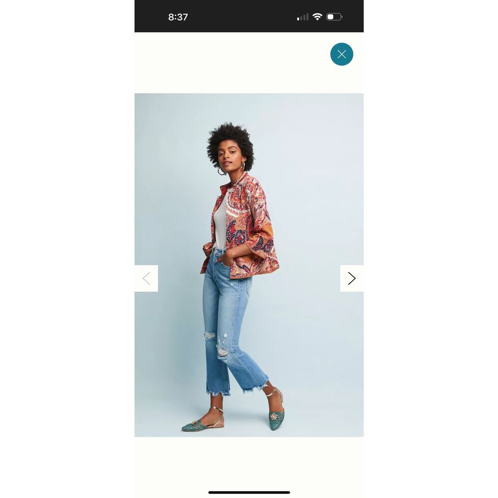 Anthropologie Moth Paisley Intarsia Blazer Size XS